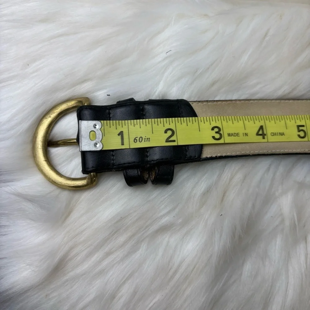 Coach Kids Black Leather Belt with Gold Buckle